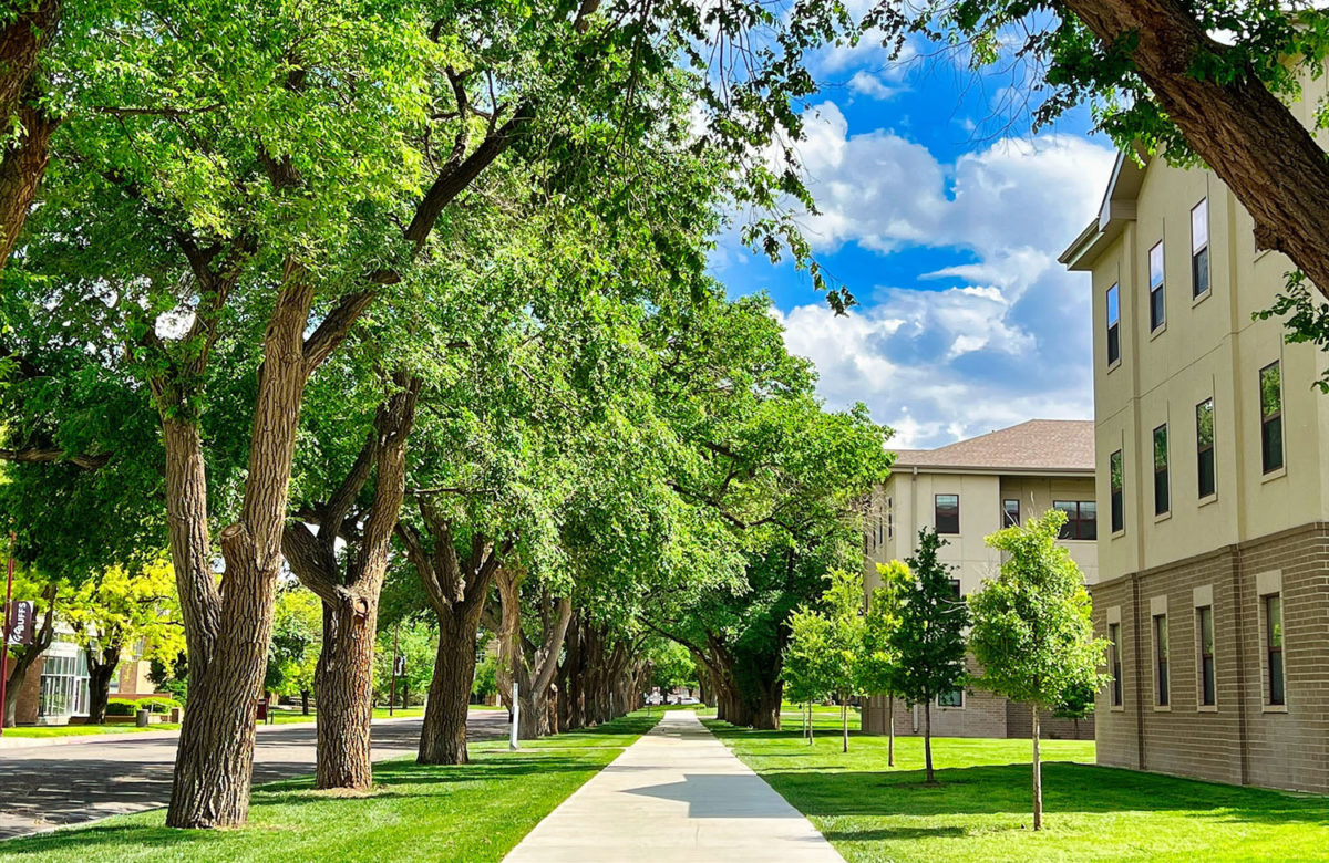 West Texas A&M outdoor walkway.